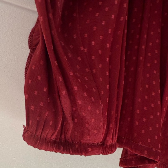 Like new. BELLDINI Black Label Plus Size Ruffle Tie-Neck Top - Cranberry color - Picture 8 of 9